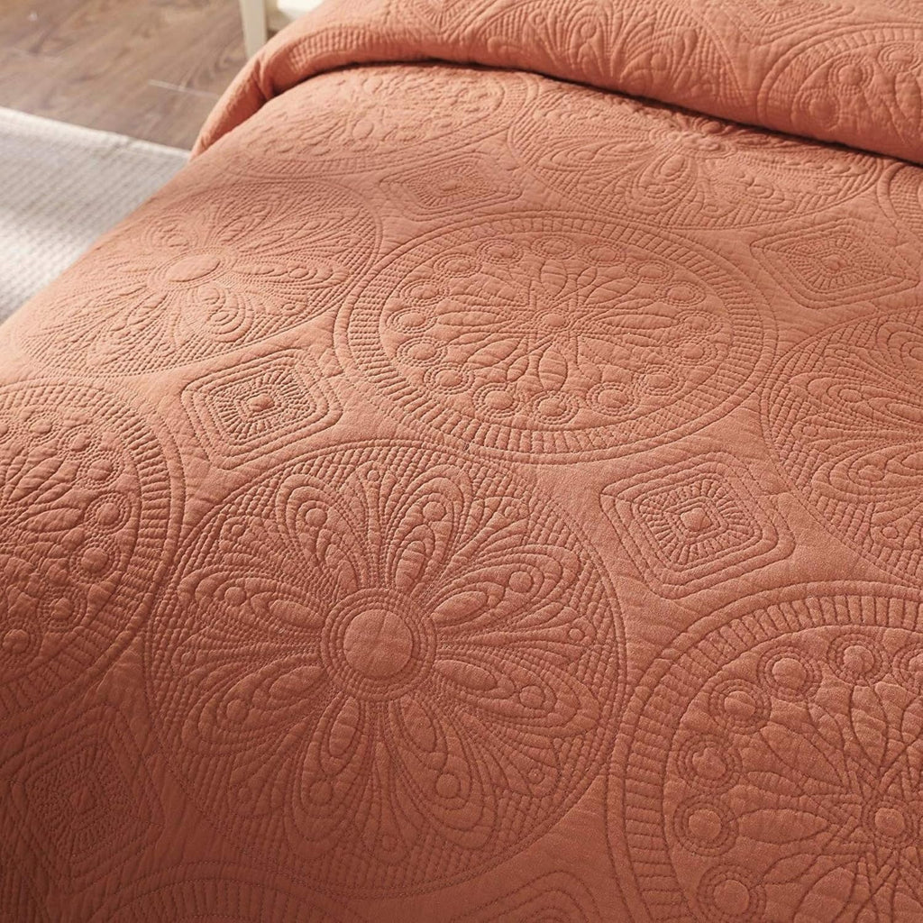 Cotton Stone Washed Floral Bohemian Coverlet Bedspread 3 Piece Set, King Z241573