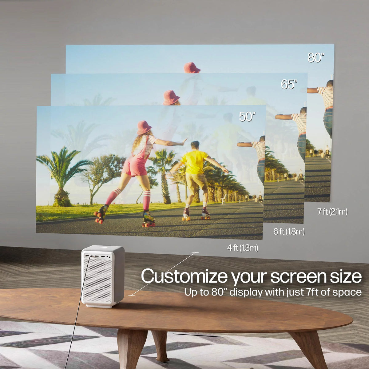 FHD LCD Projector with Streaming Player and 84" Mobile Projection Screen Q3442