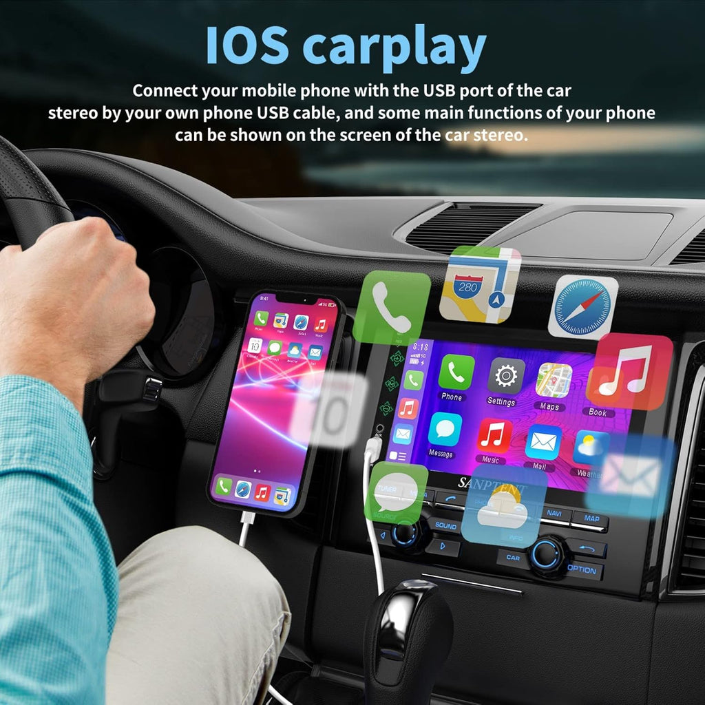 7-Inch Touch Screen Double Din Car Stereo with Bluetooth J989