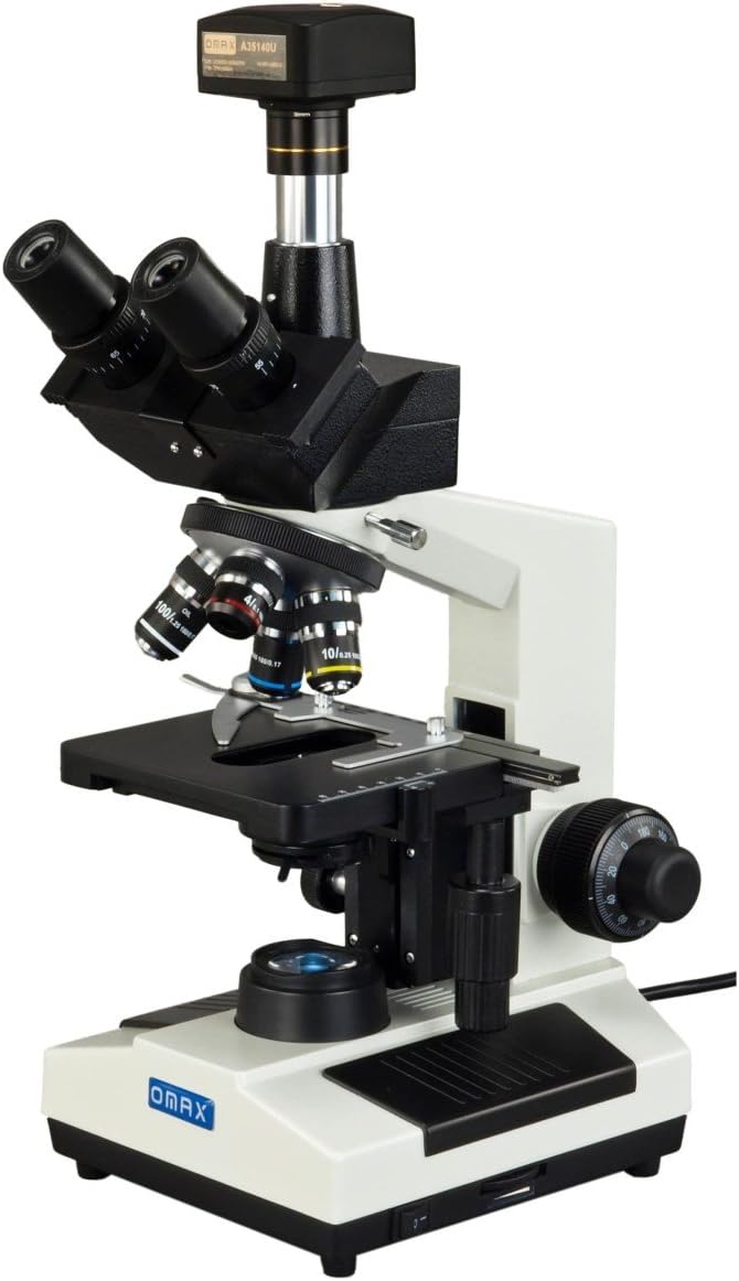 40X-2500X Full Size Lab Digital Trinocular Compound LED Microscope with 14MP USB Camera and 3D Mechanical Stage G1038