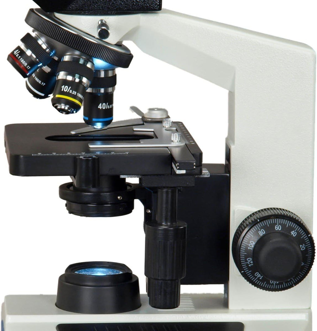 40X-2500X Full Size Lab Digital Trinocular Compound LED Microscope with 14MP USB Camera and 3D Mechanical Stage G1038