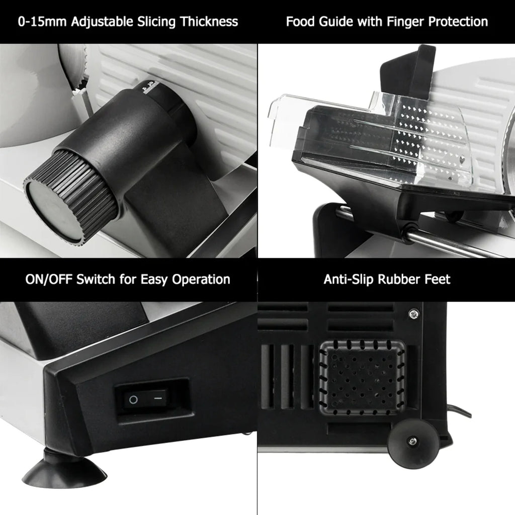 Electric Deli Food Slicer with Removable 7.5'' Serrated & Stainless Steel Blade B844