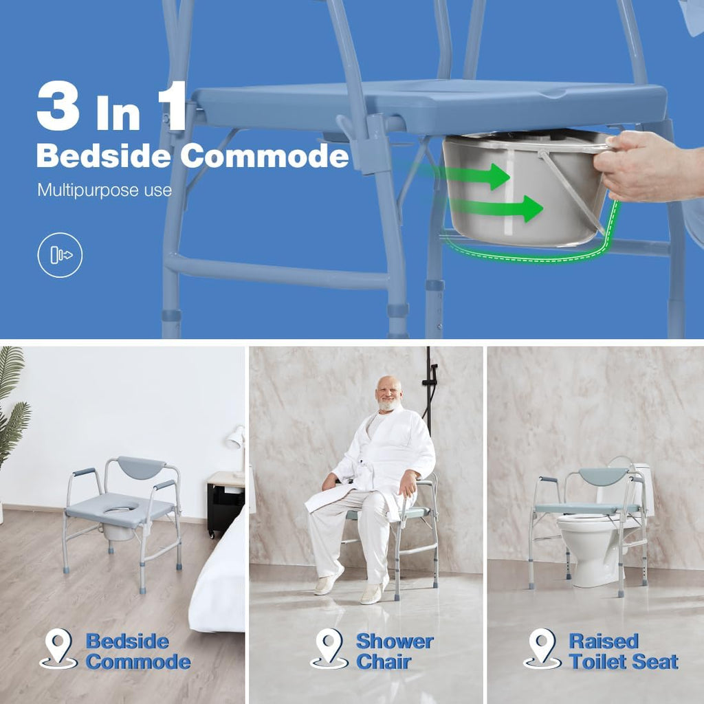 3 in 1 Bariatric Commode Chair with Extra Wide Seat Q44607
