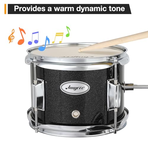 3 Piece Junior Drum Set with Cymbal, Tom, Bass Drum, Drumsticks, Bass Pedal and Drum Stool, Black W123725
