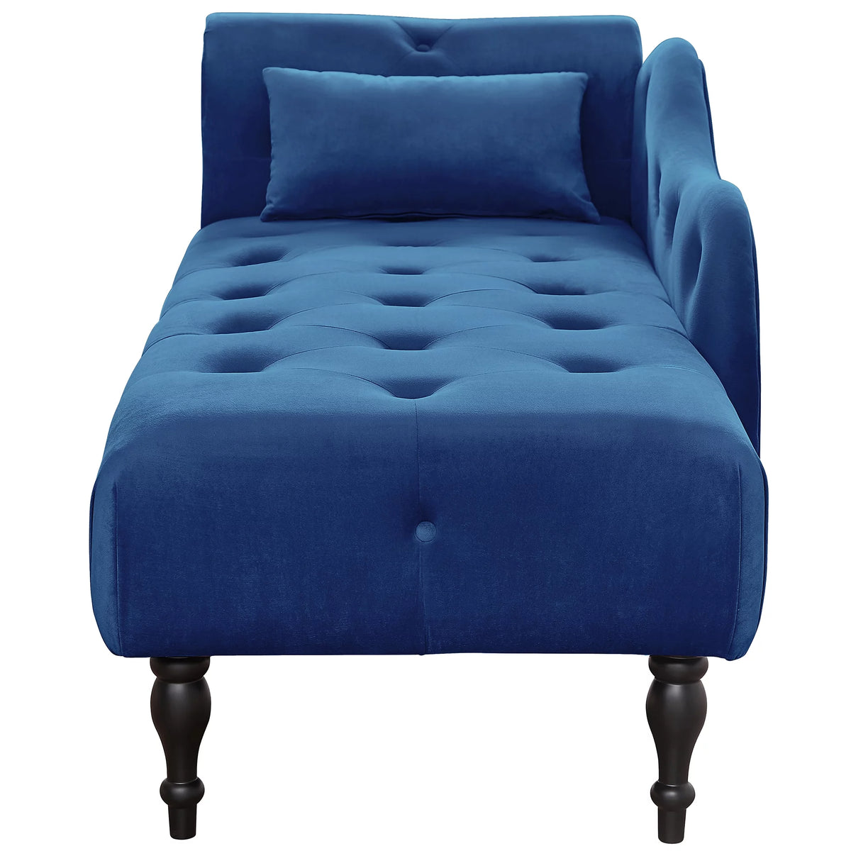 Blue Button Tufted Lounge Chaise with Accent Pillow P608301