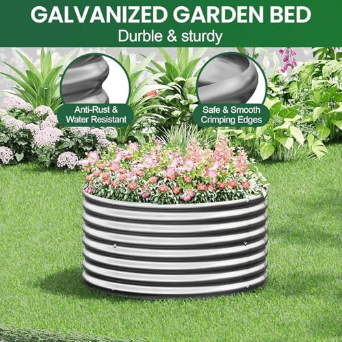 4 Pack 3x3FT Round Galvanized Metal Raised Garden Bed X440875