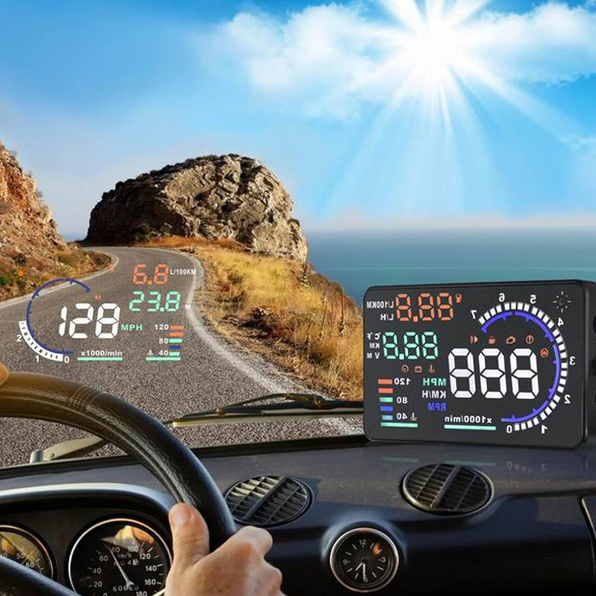 5.5 inches Multi Color Car HUD Windshield Screen Display T967