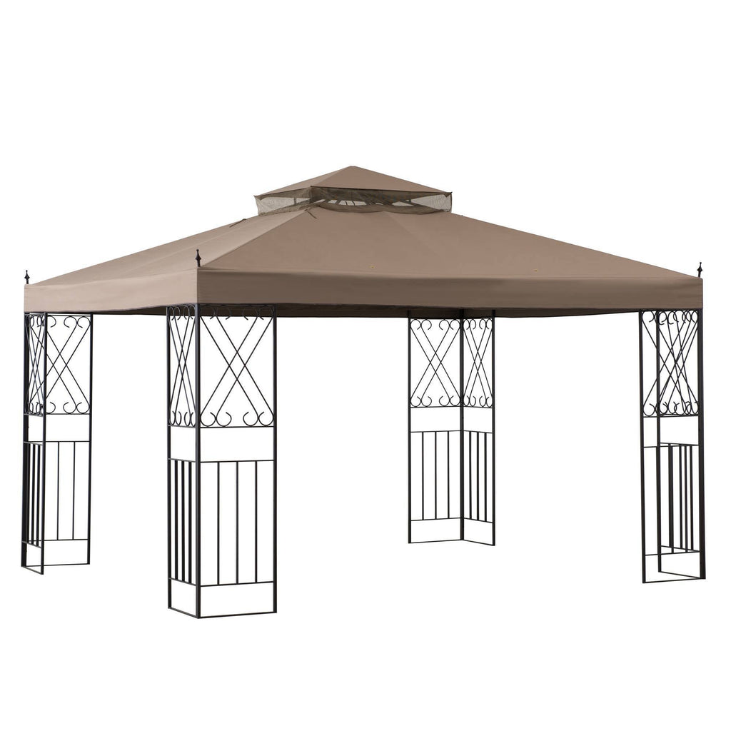 10 ft. x 12 ft. Steel Gazebo with 2-Tier Khaki Canopy A768