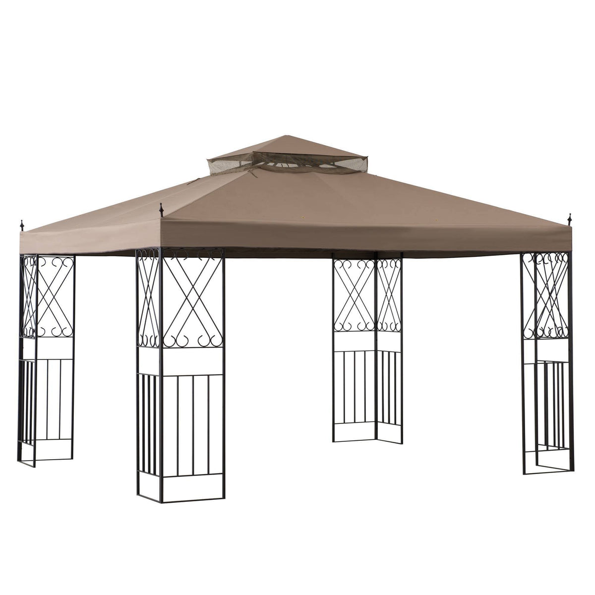 10 ft. x 12 ft. Steel Gazebo with 2-Tier Khaki Canopy A768