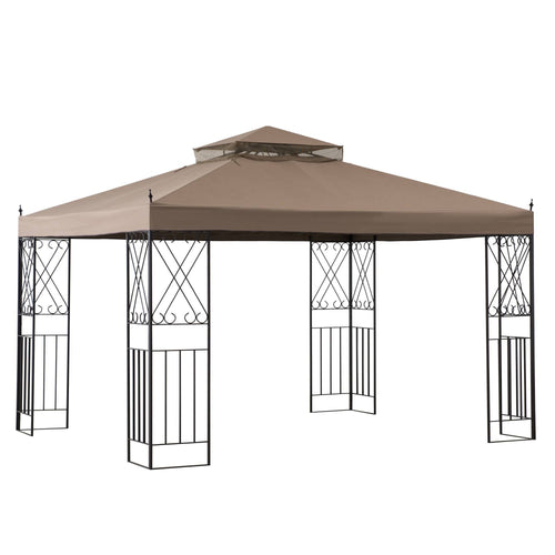 10 ft. x 12 ft. Steel Gazebo with 2-Tier Khaki Canopy A768
