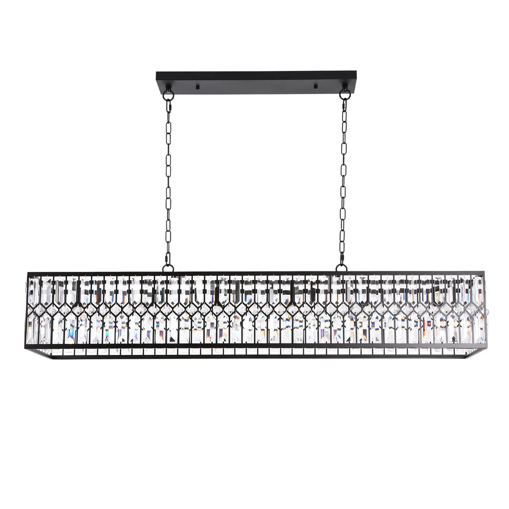 6-Light Crystal Rectangle Island Chandelier O3802