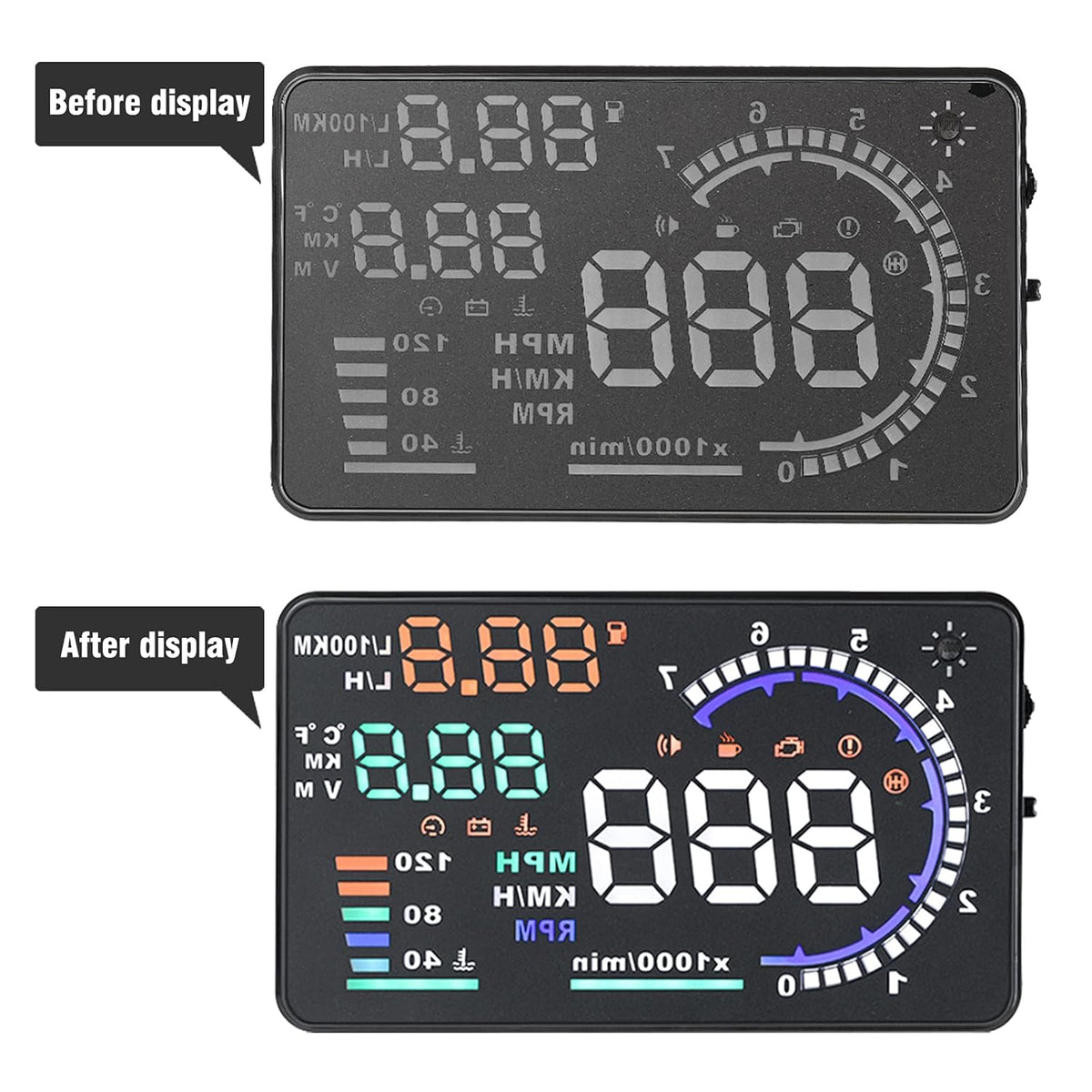 5.5 inches Multi Color Car HUD Windshield Screen Display T967