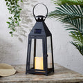 15.5” Black Metal Solar Powered LED Outdoor Lantern H565755