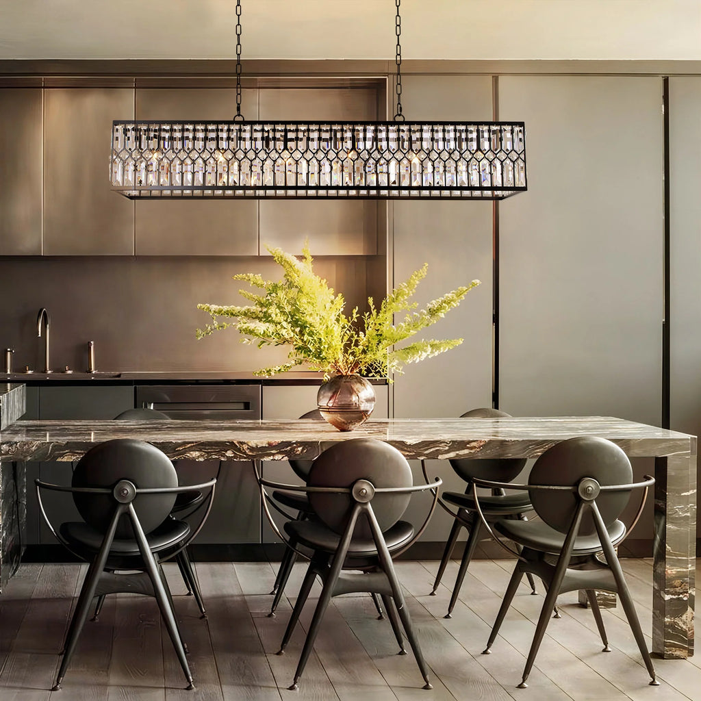6-Light Crystal Rectangle Island Chandelier O3802