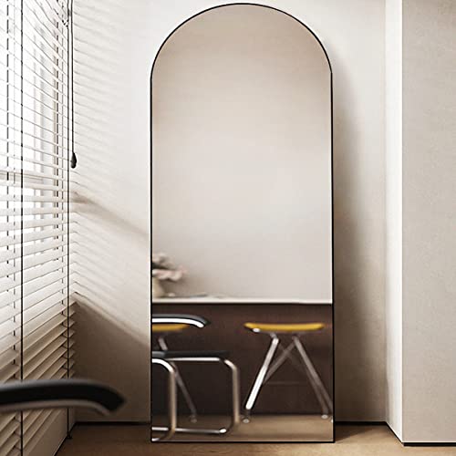 Arched Floor Mirror, 58" Full Length Mirror with Stand, Aluminum Frame - Black K18589