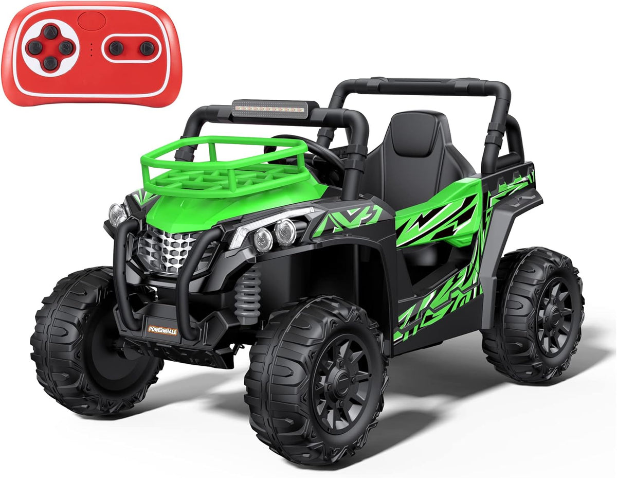 24V UTV Battery Powered Ride On Car with Remote Control 4WD Electric Car, Green, Large C1762