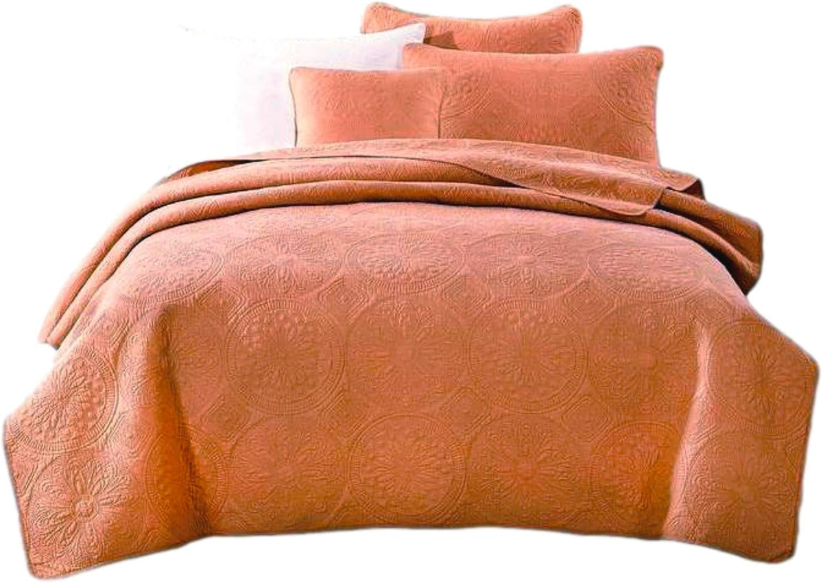 Cotton Stone Washed Floral Bohemian Coverlet Bedspread 3 Piece Set, King Z241573
