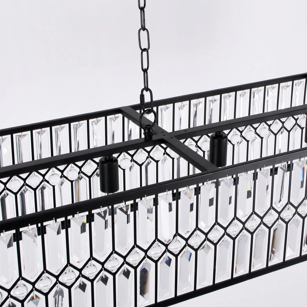 6-Light Crystal Rectangle Island Chandelier O3802