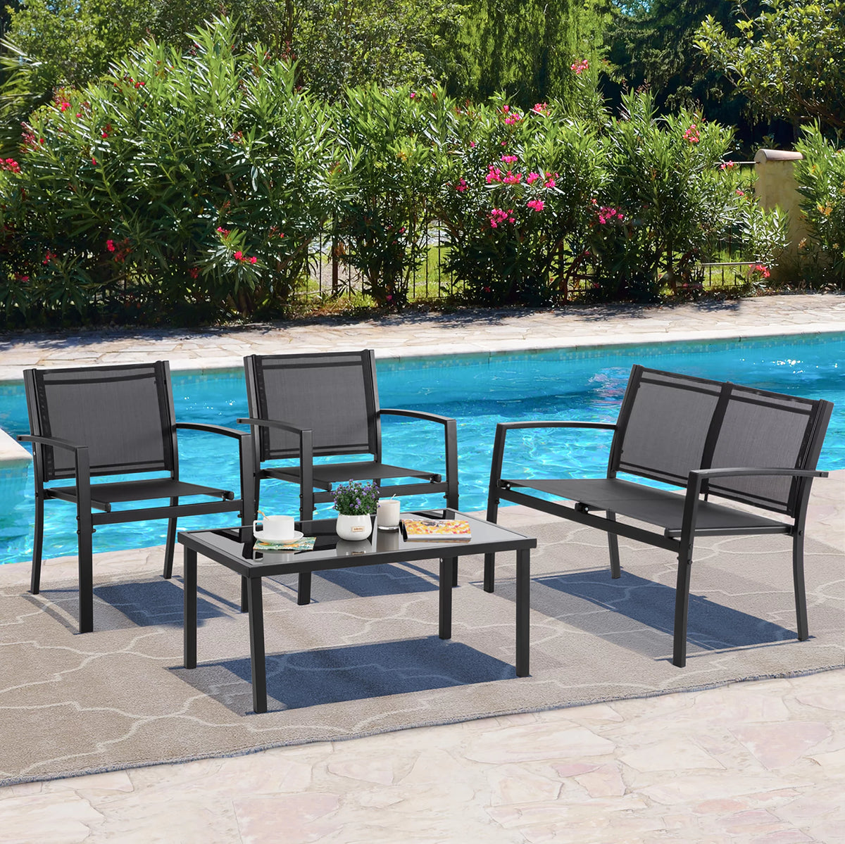 4 Pieces Textilene Patio Furniture Set N208872
