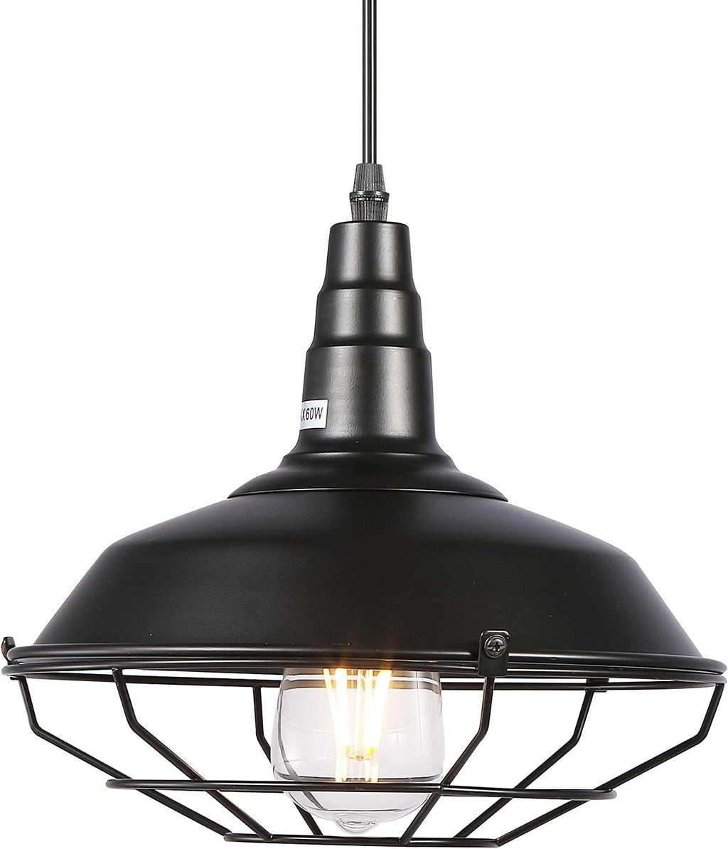 2 Pack Black Metal Wire Cage Plug in Pendant Light U879