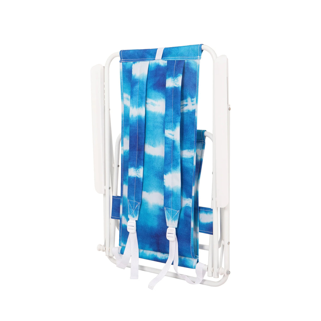 Blue High Back Reclining Backpack Beach Chair Q561