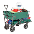 Green Steel Double Decker Collapsible Yard Cart Wagon C898