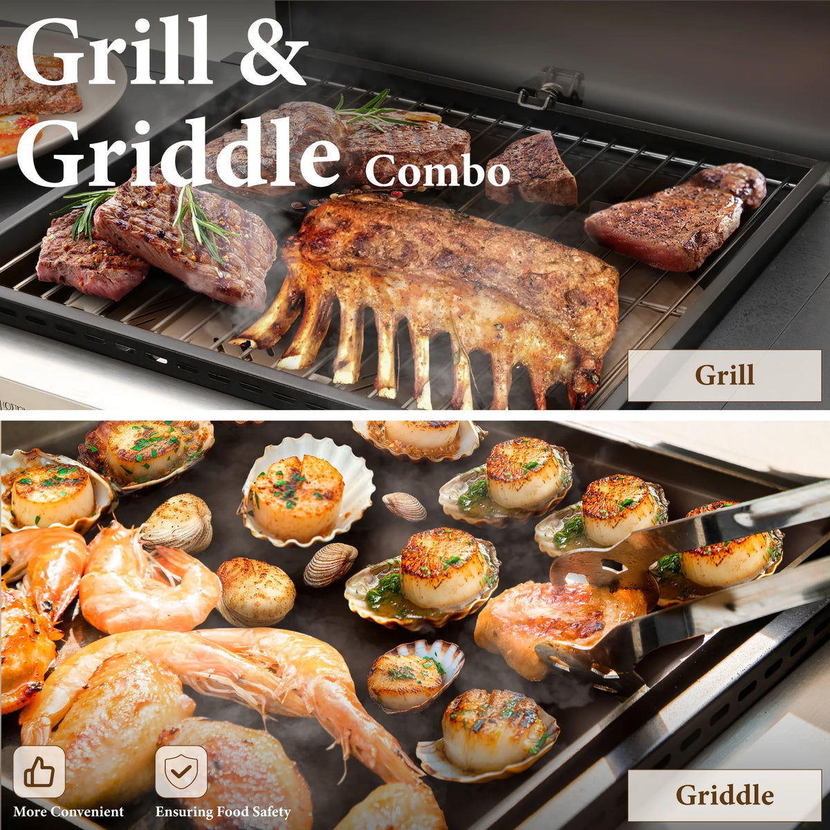 2-Burner Propane Grill and Griddle Cooking Station with Side Shelves Black X543251