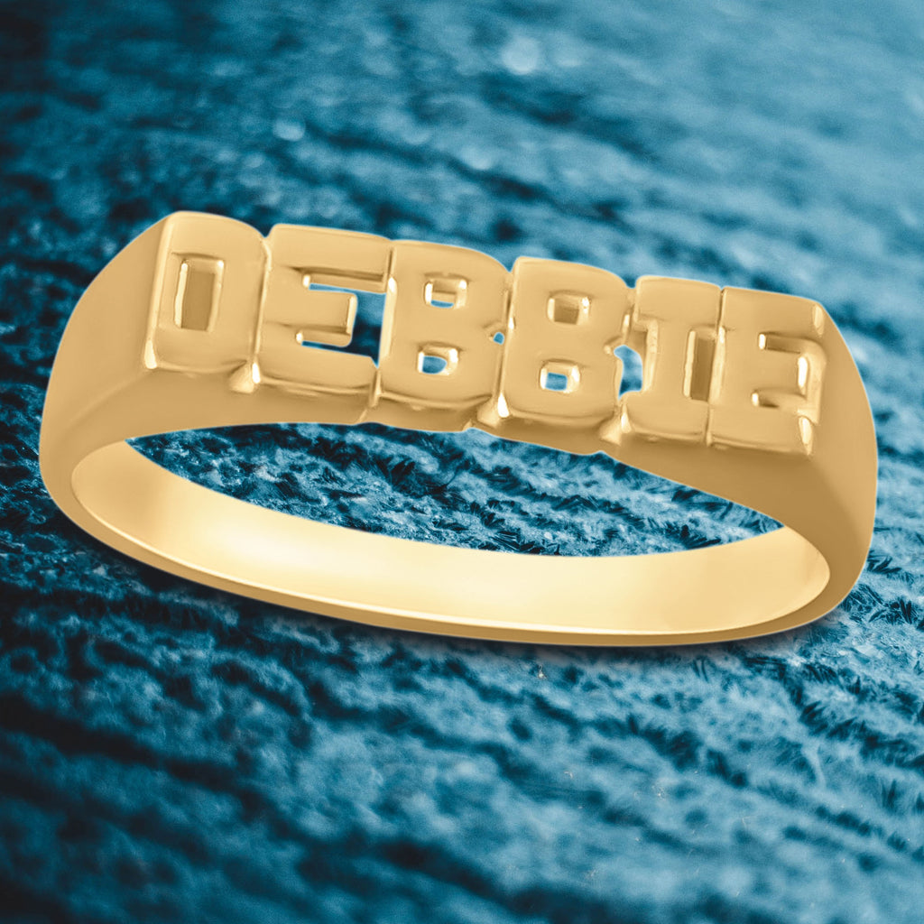 14K Yellow Gold-Plated Sterling Silver Name Ring N6823