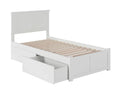 Twin Solid Wood Platform Bed with Footboard & 2 Storage Drawers in White L123