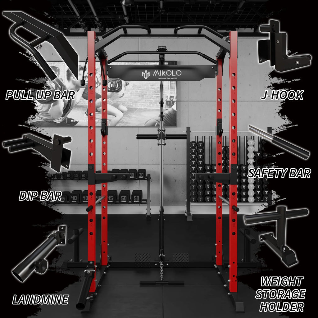 1200LBS Capacity Power Rack with LAT Pulldown System A4865