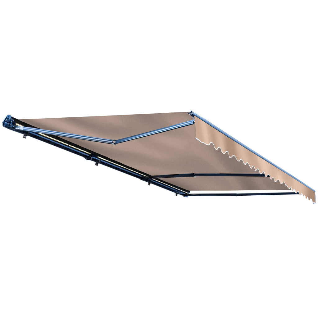 Motorized LED Half Cassette Retractable Awning 10 x 8 Feet, Sand Y42056