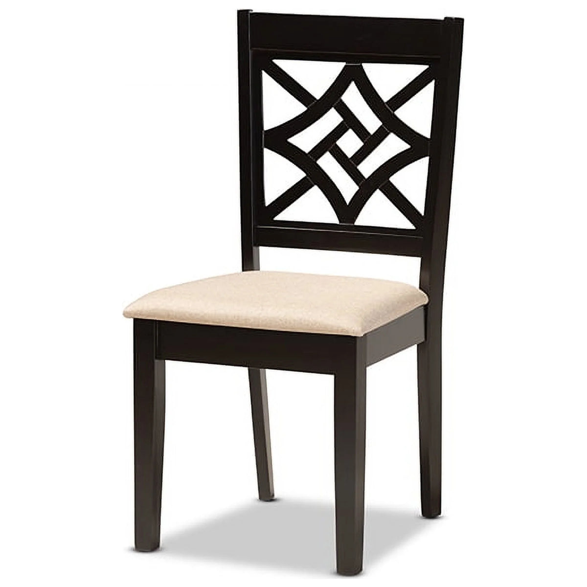 Sand Fabric Upholstered Dark Brown Wood 7-Piece Dining Set U20601