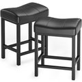 Black PU Leather Counter Bar Stools Set of 2 with Metal Base K493012
