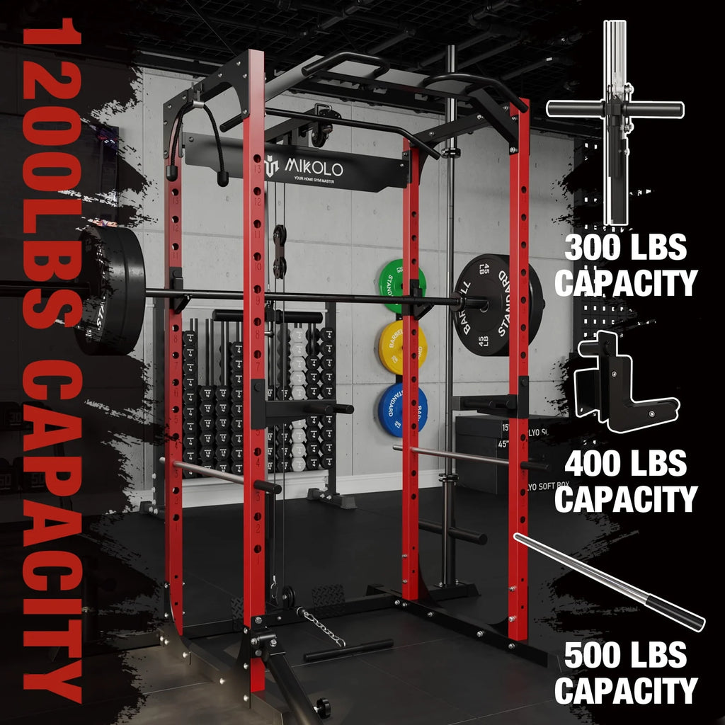 1200LBS Capacity Power Rack with LAT Pulldown System A4865