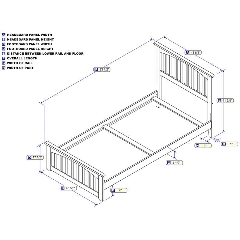 Walnut Twin XL Bed Footboard W36886