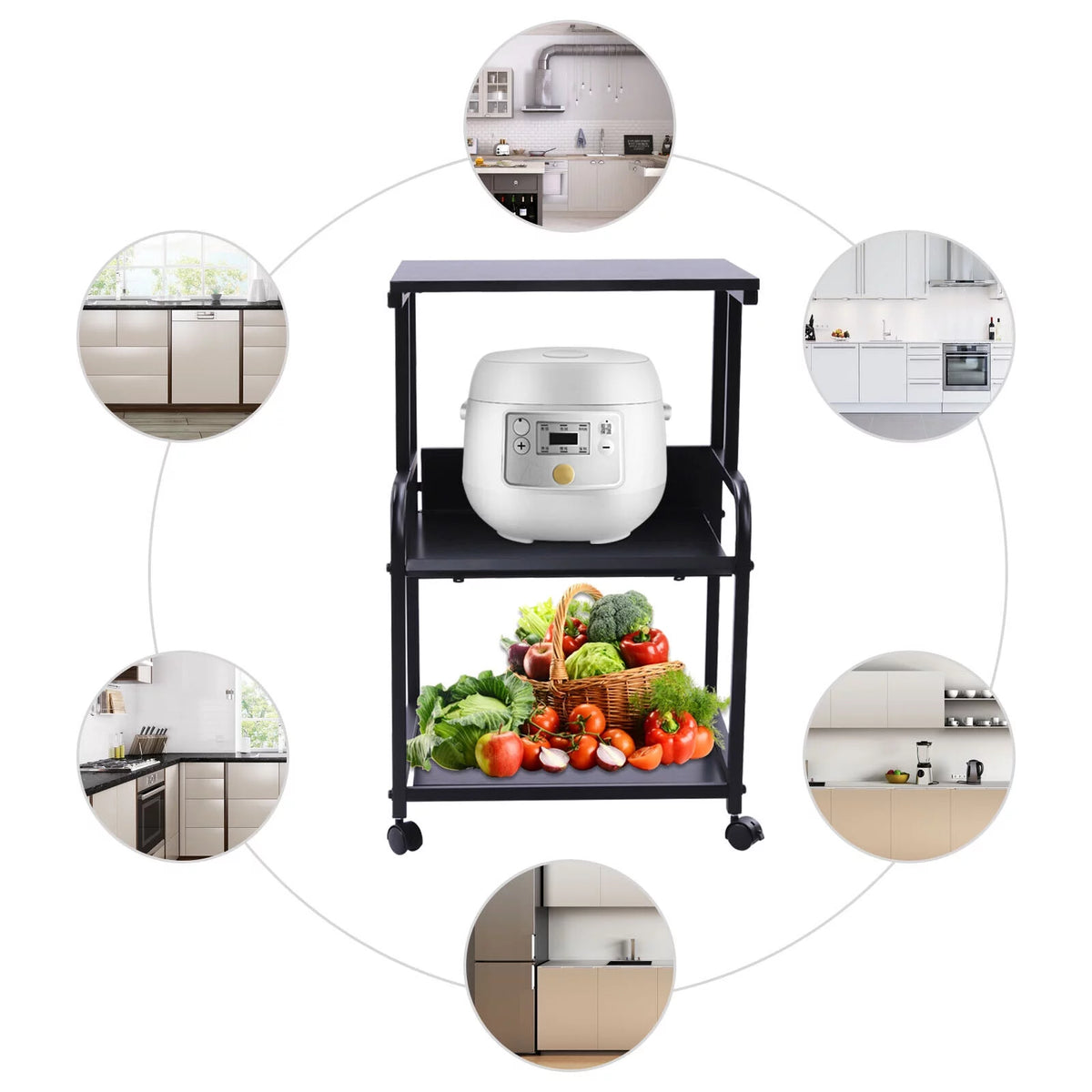 3 Tier Printer Stand Rolling Cart Storage Shelf with Wheel C97892