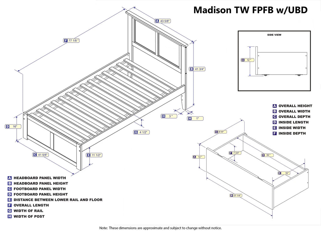 Twin Solid Wood Platform Bed with Footboard & 2 Storage Drawers in White L123