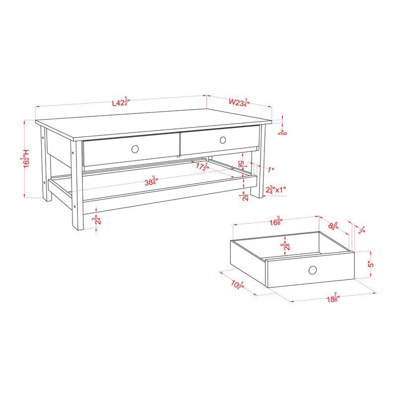3-Piece Wood Coffee Table Set in Gray L2392