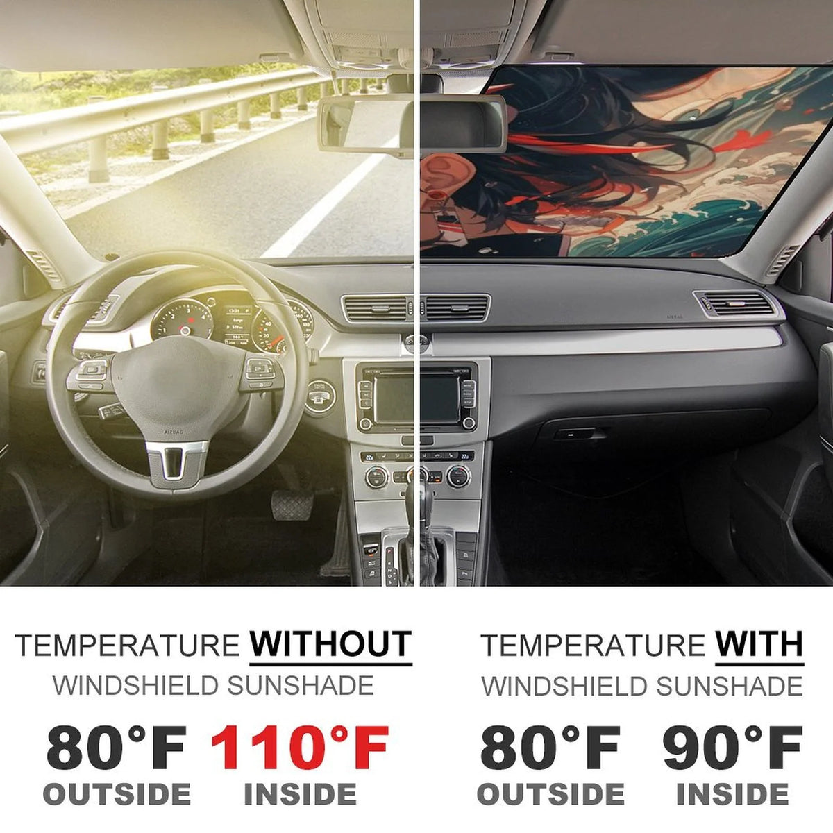 Anime Windshield Sunshade Foldable Reflective Sun Visor Front Window Cover J7423