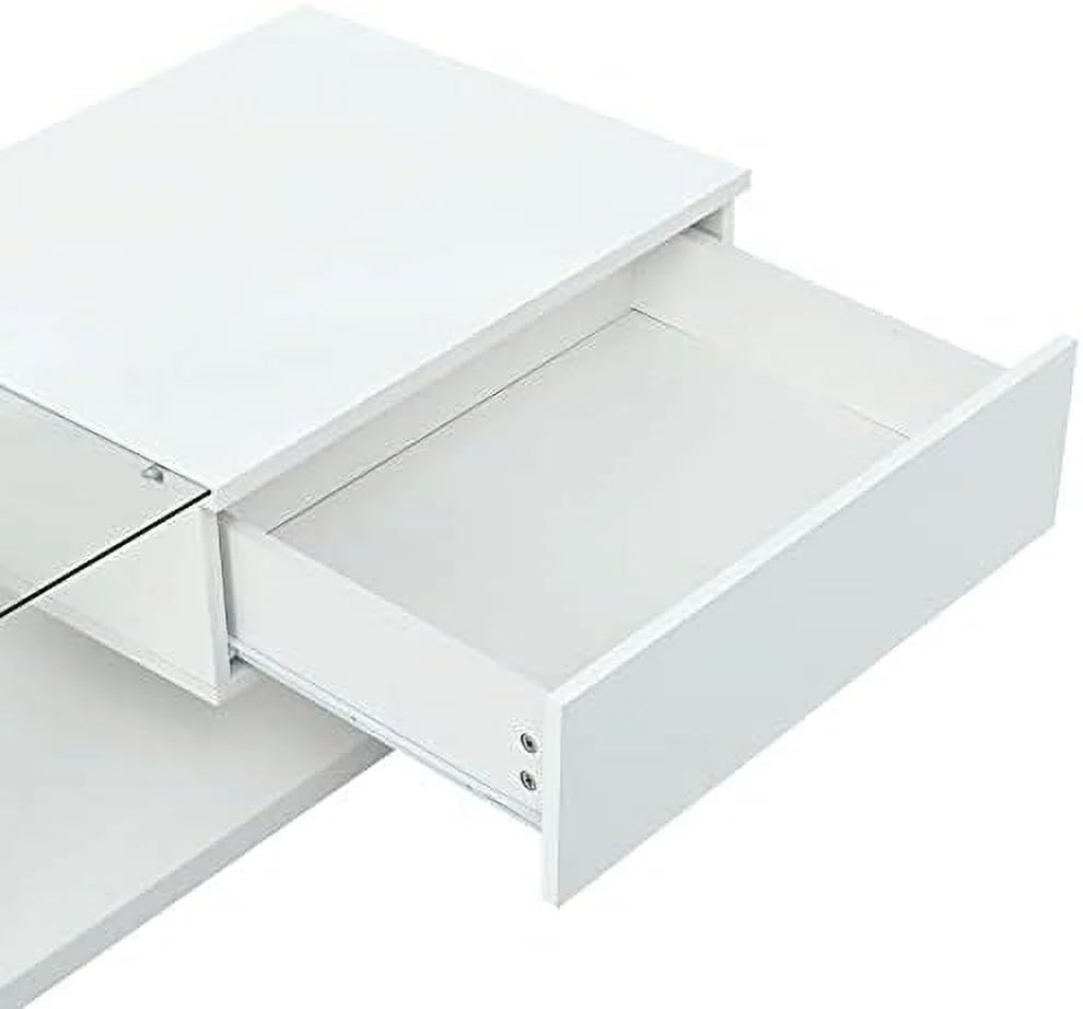 White Black 2-Layer Coffee Table with Removable Tray O827300
