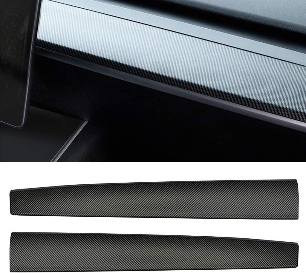 Matte Black ABS Dashboard Wrap Kit Cover Cap for Tesla Model 3 Model Y, Pack of 2 Y904