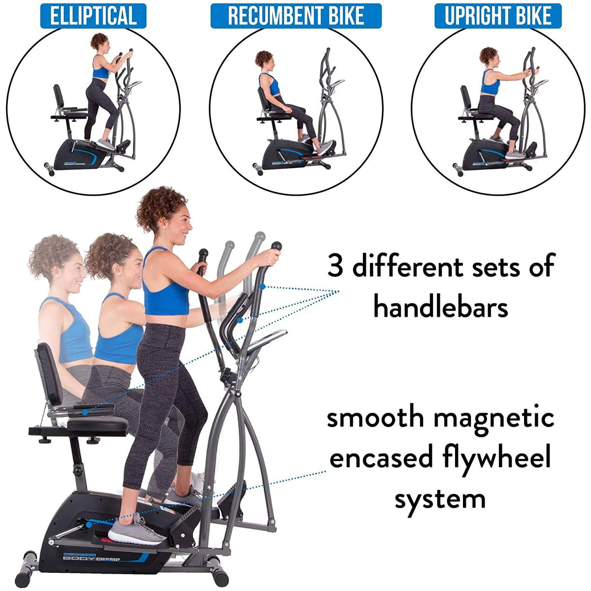 3-in-1 Elliptical Trainer with Magnetic Resistance O41877