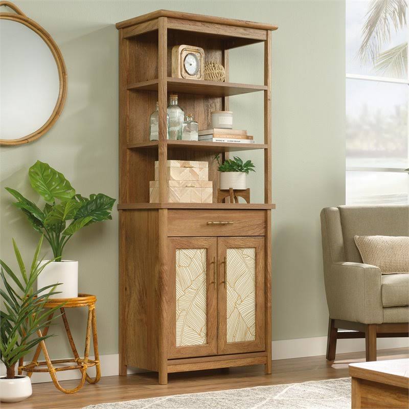 Wood Tall Bookcase with Doors in Sindoori Mango Brown E51474