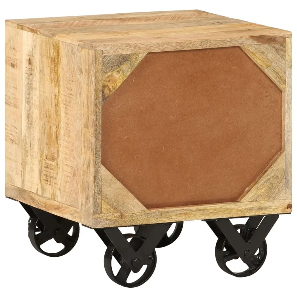 Solid Mango Wood Side Table with Drawer Wheels P851160