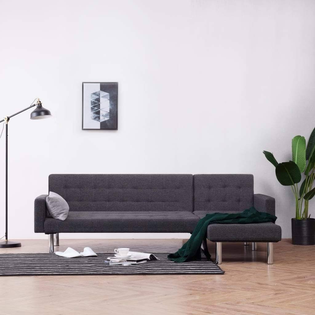 Dark Gray L-Shaped Sofa Bed V191