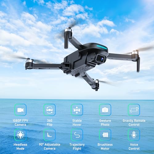1080P HD FPV Camera Drone with Brushless Motor, 2 Batteries, Foldable M45284