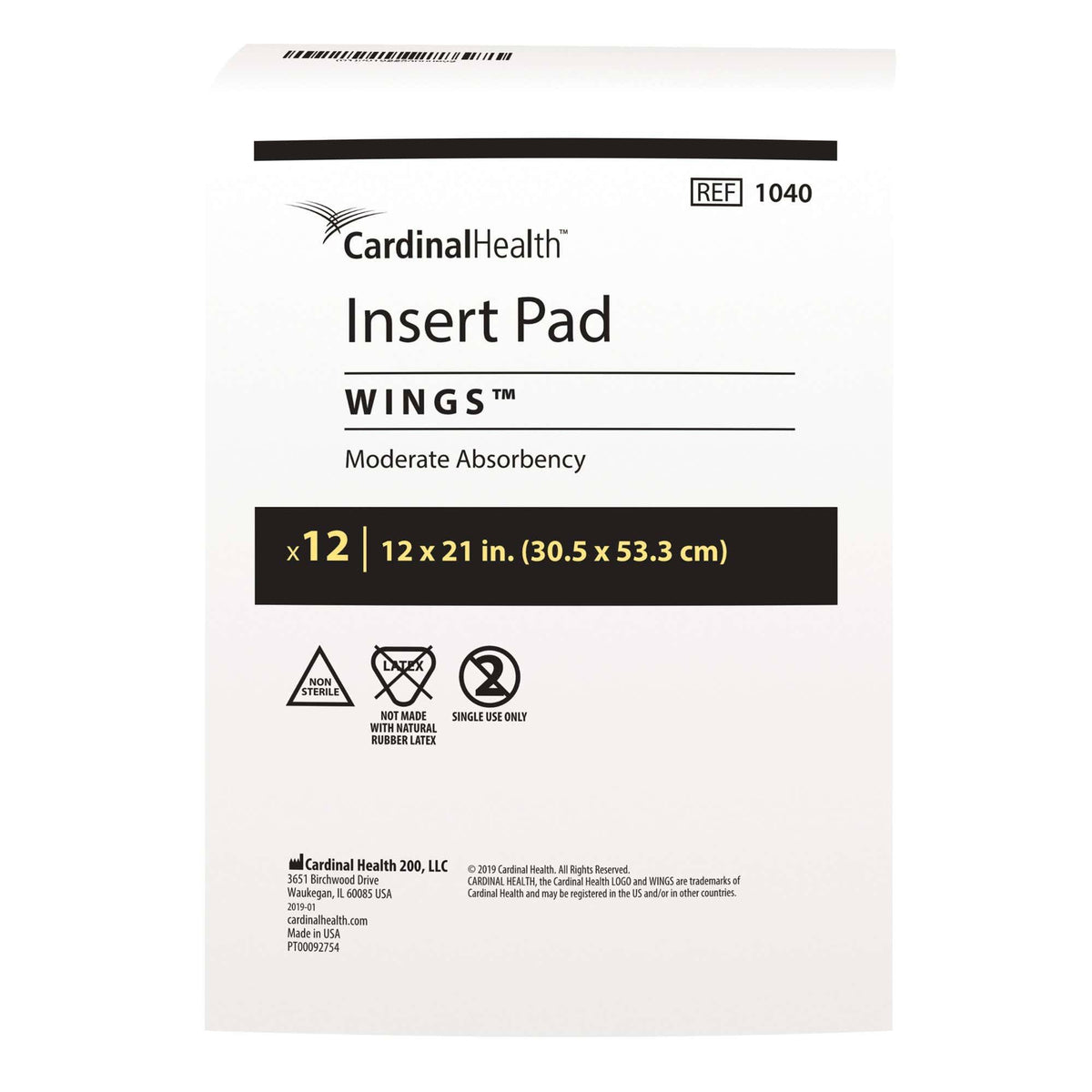 Moderate Absorbency Incontinence Liner, 12 x 21 inch; Case of 144 G172761