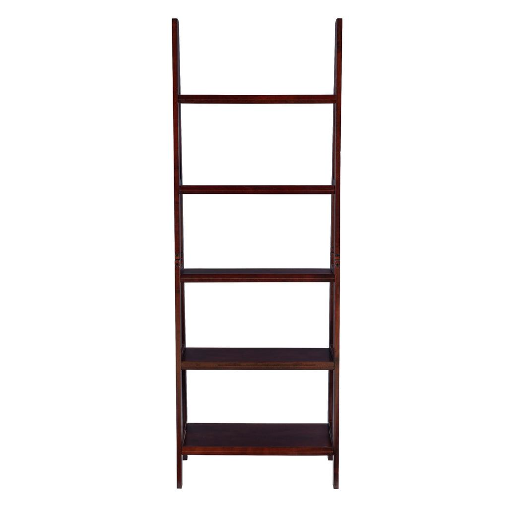 5-Shelf Ladder Bookcase, 72" Height, Espresso Finish N5934