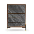 Walnut & Gray Manufactured Wood Five Drawers Chest K881244