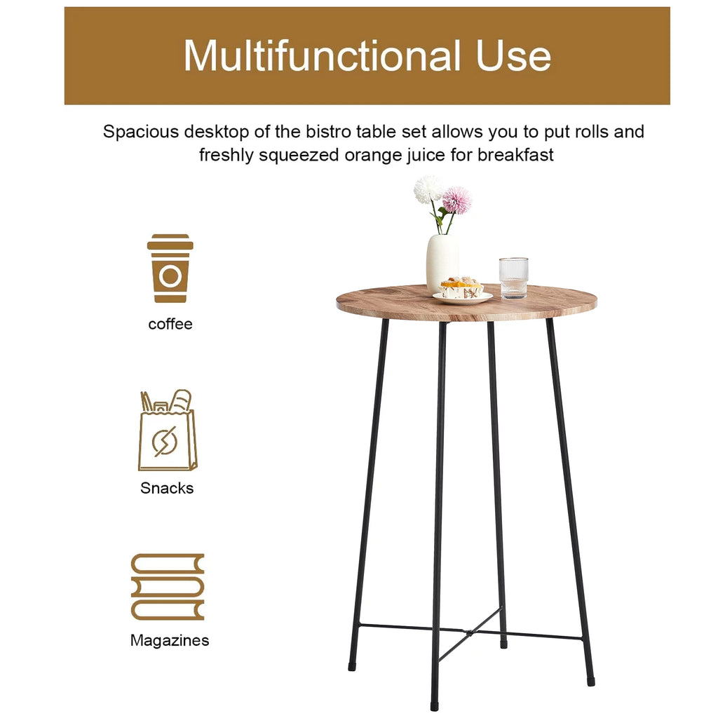 3-Piece Round Bar Table Set with 2 Stools M4842